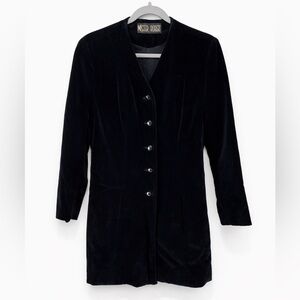 VTG Black Velvet Button Front Coat Goth Witchy Indie Women’s Medium